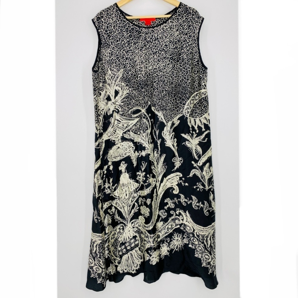 Shamask 100% Silk Caftan Art-To-Wear Allover Print Sheath